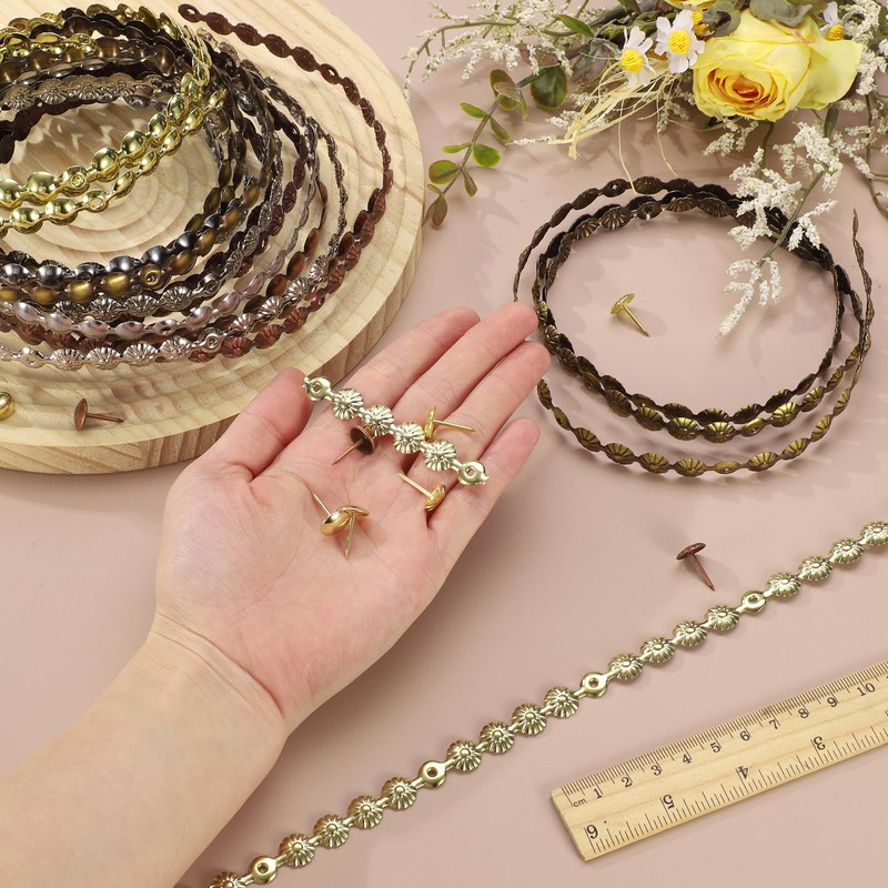 sourcing map 6 Pcs Upholstery Tacks Strips, 3.28ft Decorative Nails