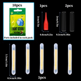 SHOWHEEL Glow Stick for Fishing Rods, 50 Pieces Fishing Glow Sticks, 4.5 x 37 mm Float Glow Stick, Night Light Glow Stick Fishing
