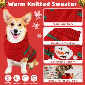 Christmas Dog Sweaters for Small Large Dogs Girl, Soft Warm Pup Dogs Shirt, Turtleneck Dog Sweaters for Medium Large Dogs, Double Knitting Collar for Outdoors Playing, Warm Dog Cat Clothes XS