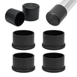 EASYEAH 2" (50mm) Round Chair Leg Floor Protectors, Black Rubber Chair Leg Caps, Non-Slip Patio Furniture Feet Cap, PVC Chair Feet Covers for Hardwood Floors, Tables & Patio Furniture, 4pcs