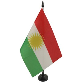AZ FLAG Kurdistan Table Flag 5'' x 8'' - Curdistan Desk Flag 21 x 14 cm - Black plastic stick and base - AZ FLAG
