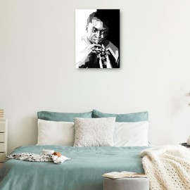 Fine Art Canvas Colorful Fan Art Miles Jazz Canvas Wall Decor by Artist ArtKreator for Living Room, Bedroom, Bathroom, Kitchen, Office, Bar, Dining & Guest Room - Ready to Hang - 21 in x 28 in