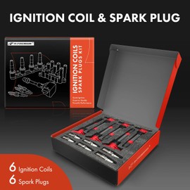 A-Premium (Red) Set of 12 Ignition Coil Pack and Iridium Spark Plugs Compatible with Volvo XC60 2010-2011, XC90 2007-2011, S60 2011-2012, XC70 2008-2011, S80 2007-2011, V70 2008-2010 & Land Rover LR2
