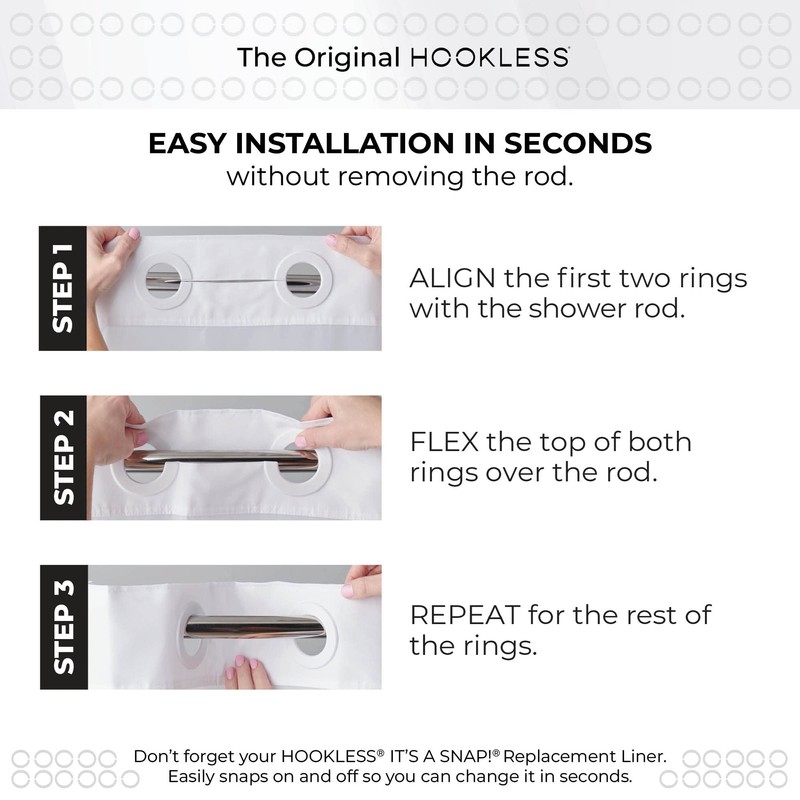 Hookless It's A Snap! Cabana Stripe 71" x 74" Shower