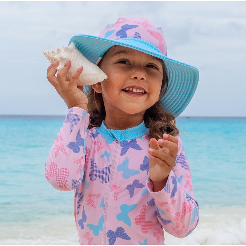 Playshoes Girls' UV Protection Sun Hat Swimming Hat Headwear, butterflies,