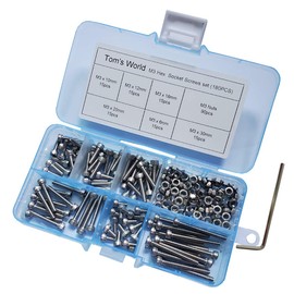 181Pcs M3 x 6mm/10mm/12mm/16mm/20mm/30mm Hex Socket Head Cap Bolts Nuts Screws Assortment Set 304 Stainless Steel Allen Socket Drive Machine Screws (M3-A)