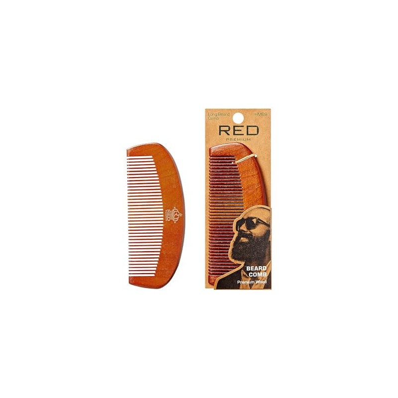 RED by Kiss Premium Wood Men Long Beard Comb, Easy