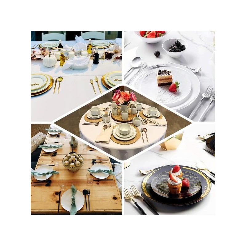 Tableclothsfactory 24 Pack | 8" Metallic Gold with Hunter Emerald