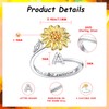 Kucheed Fidget Ring for Women, Sunflower, Adjustable Spinner Ring, Silver