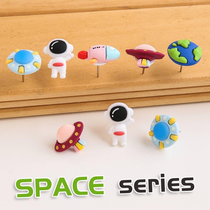 Cute Creative 5PCS Space Astronaut Push Pins, Cartoon Corkboard Pins