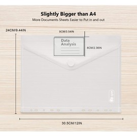 Agoer 20 packungen umschlagmappen, a4 kunststoffmappen, ordner dokumententaschen mit klettverschluss, etikettentasche, 11 löcher