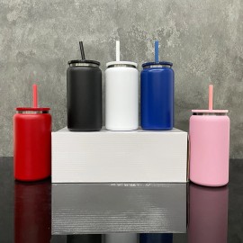 25pcs  16oz Double Walled Insulated Stainless Steel Tumbler Black Plated Powder Coated Tumbler for Laser Engravingcolor: 25pcs (mix colors), capacity: 16OZ