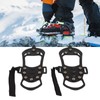 1pair Ice Cleats 10 Teeth Rubber Stainless Steel Foldable Anti
