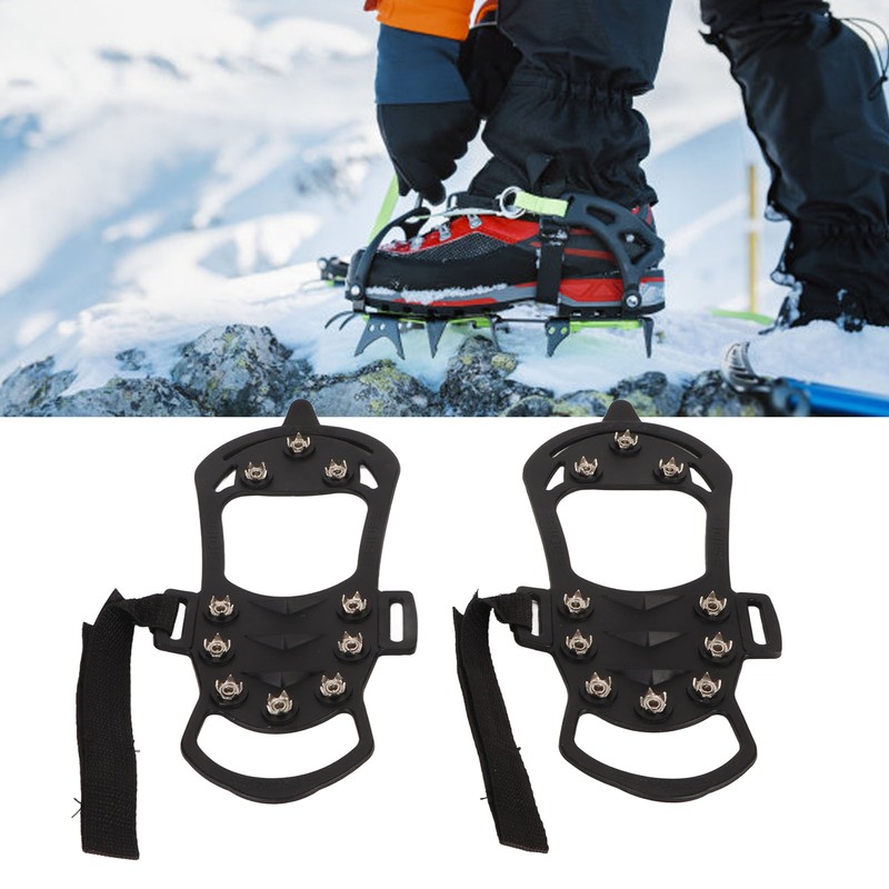 1pair Ice Cleats 10 Teeth Rubber Stainless Steel Foldable Anti