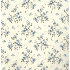 Needles N Minis 1:12 1" Scale Dollhouse Miniature Wallpaper Blue Roses 3 Shts - 0002949