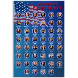 HLLNWB USA Presidents Portrait Poster School Classroom Wall Decoration Learning History Flag Poster (Unframe 16x24inch)