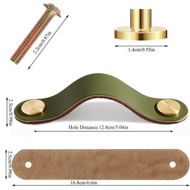 Leather Handles for Furniture, Pack of 4 Leather Handles for Cabinets, Drawer Handles, Leather, Leather Handles for Kitchen, Bathroom, Cupboards, Chest of Drawers, Wood, Wardrobe, 16.8 cm