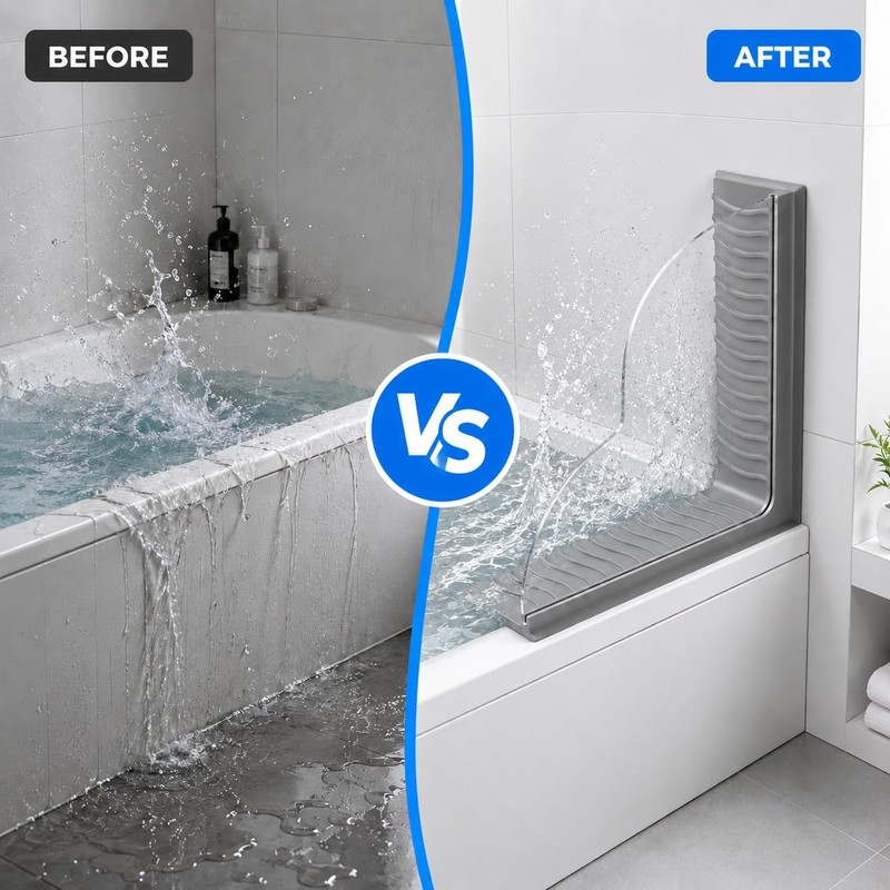 Splash Guard for Bathtub, 2-Piece Shower Splash Guard with Clear