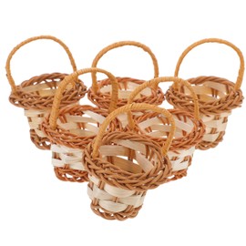 TOVINANNA 6pcs Miniature Woven Baskets with Handles Tiny Flower Baskets for Wedding Decor Stylish Woven Design for Home Office Organization
