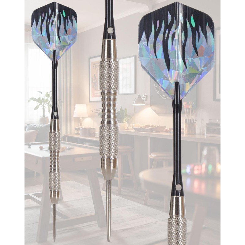 Yirinatek Darts Set with Storage Box, 3 High-Quality Steel Darts,