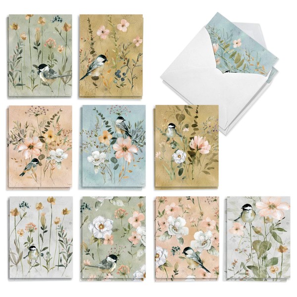 The Best Card Company Botanical Sketchbook - 20 Assorted Boxed Thank You Note Cards with Envelopes (4 x 5.12 Inch) - AM2819TYG-B2x10