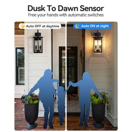 SHIMR Dusk to Dawn Outdoor Lighting 2 Pack, Large Exterior Light Fixture Wall Mount Waterproof Outdoor Wall Light Outside Lights for House Porch Garage Patio
