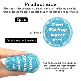 Sylvil 2 PCS Bling Car Cup Coaster, 2.75 Inch Anti-Slip Cup Holder Insert Coasters, Crystal Rhinestone Auto Drink Car Cup Mat for Women Girls, Universal Interior Car Accessories (Light Blue)