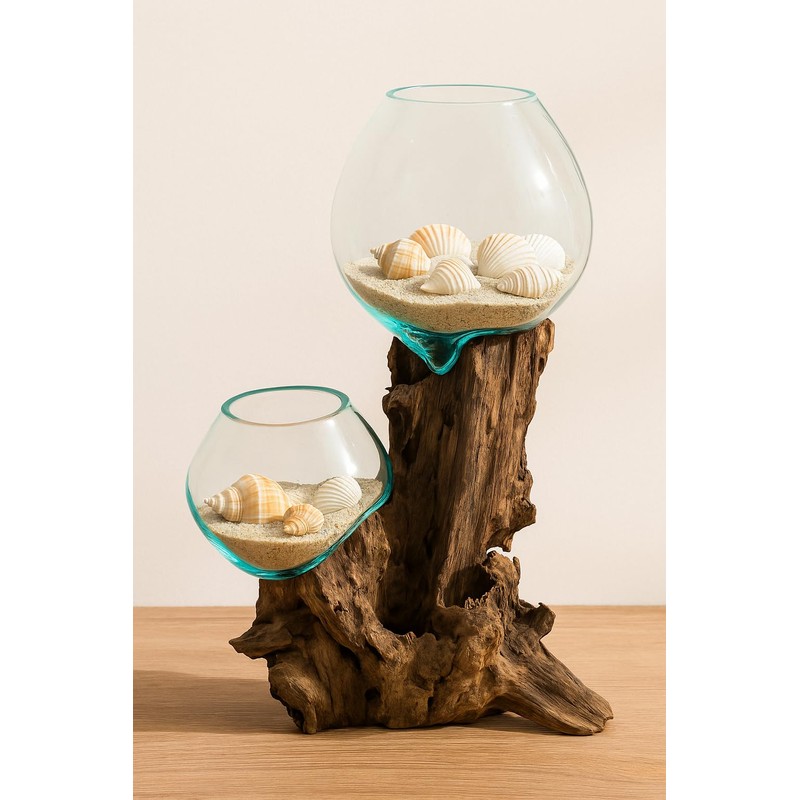 Cape Craftsmen 12" H Hand-Blown Blue Tinted Bubble Glass On