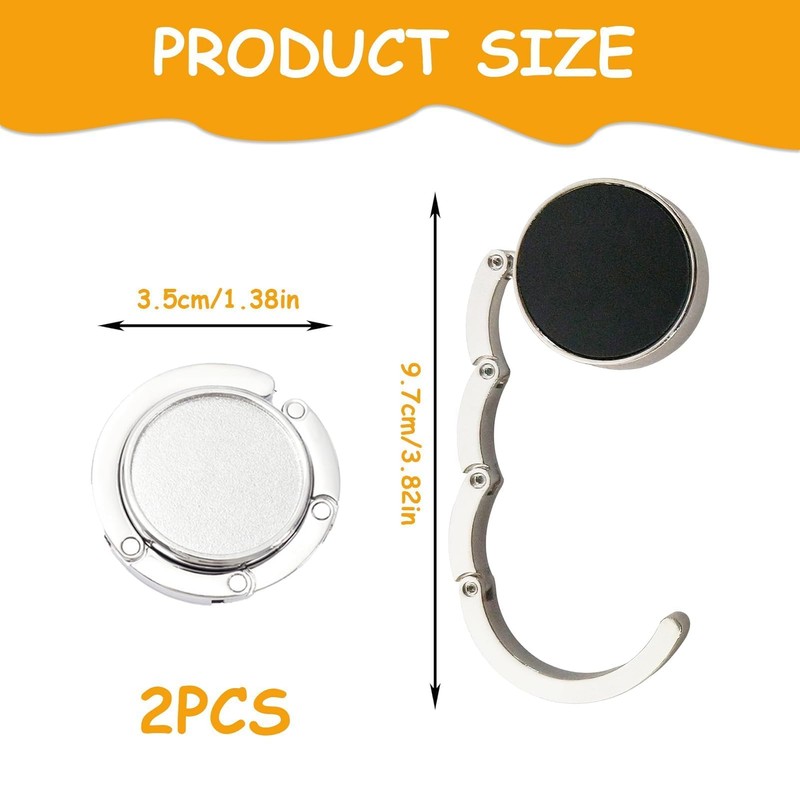 2PCS Handbag Hook for Table, Foldable Round Purse Hook Portable