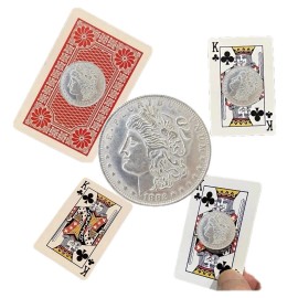 Magic Trick Disappearing Morgan Magnetic Card Coin Combo