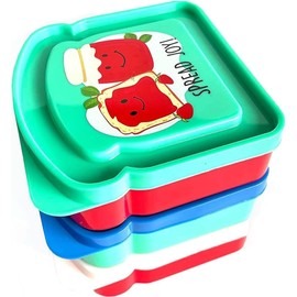 Freedom Farms Set of 3 Food Storage Sandwich Containers, 2 cups / 16 oz / 490 ml - 3 Different Designs. Great for Meal Prep or Lunch Box - BPA Free and Reusable