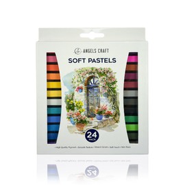 Angels Craft Soft Pastel Set - 24 Assorted Vibrant Colors Chalk for Drawing, Blending, Shading, and Fine Detailing - Non-Toxic, Smooth Texture, & Multi-Surface Compatible
