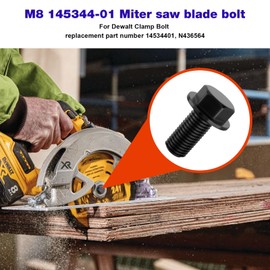 M8 145344-01 Miter Saw Blade Bolt Replacement Dewalt Clamp Bolt DW703 DW704 DW705 DW706 DW708 DW712 DW715 DW716 DW718, Part Number 14534401, N436564-6pcs