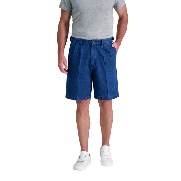 Haggar Pantalones Cortos de Mezclilla para Hombre, Tallas Grandes y Altas, Plisado de Tela Vaquera, 48