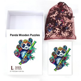 GLOBLELAND 200Pcs Panda Wooden Jigsaw Puzzles for Adults Child 13x10.9inch Wood Adult Puzzles Unique Shaped Wooden Puzzles Colorful Jigsaw Puzzles for Christmas Easter Birthday Gifts Family Game