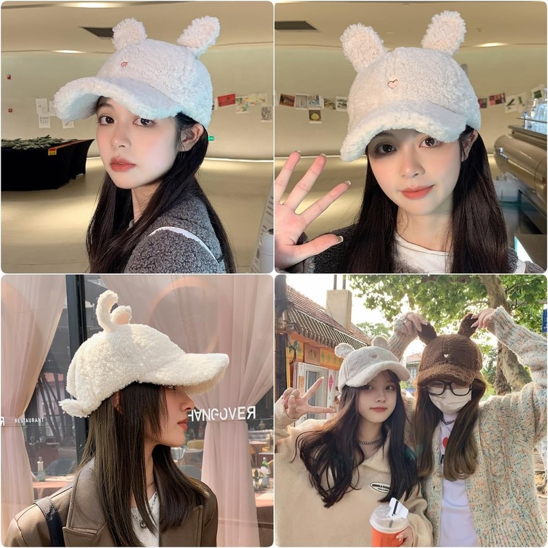 Qzkouma GAQ-0175 Women's Boa Cap, Autumn and Winter, Lambswool Hat,