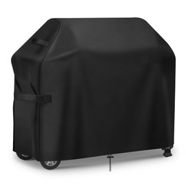 Grill Cover, 420D Oxford Waterproof Grill Cover Outdoor BBQ Tarpaulin, Gas Grill Rain Cover Dustproof for Weber, Brinkmann, Char Broil -104 x 101 x 48 cm, Black