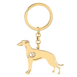 RAIDIN Stainless Steel 18K Gold Silver Plated Cute Dog Keychain Keyring for Women Girls Gifts Car Purse Keys Dog Lovers Charms Accessories (Gold-152 WHIPPET)
