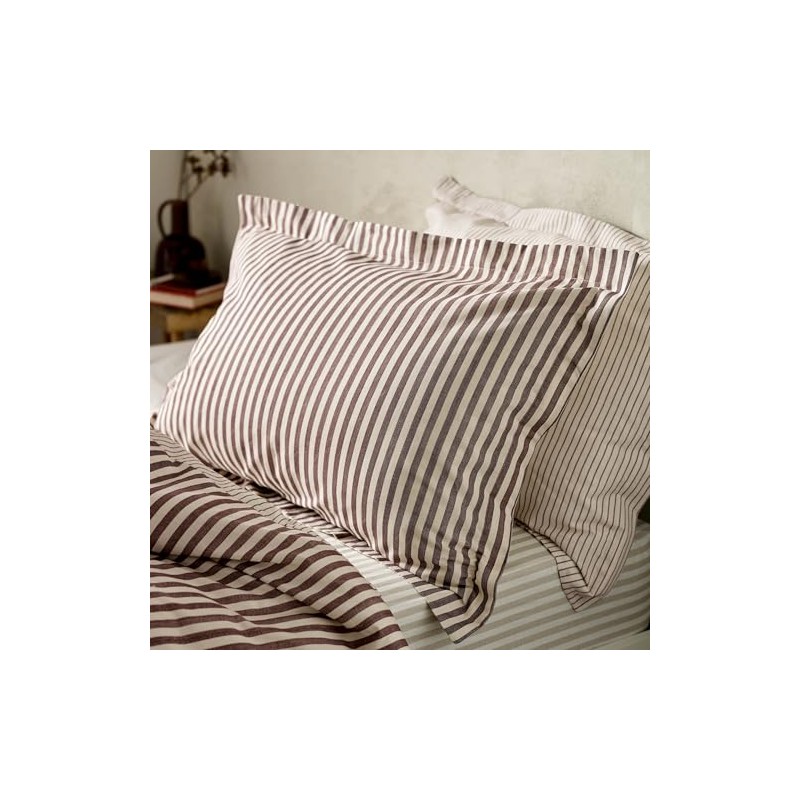 Yard Hebden Mélange Stripe Pillowcases – 100% Cotton Breathable Oxford