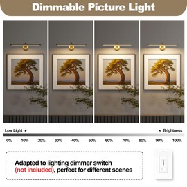Tassuowell Hardwired Picture Light,24 Inch Dimmable Art Light for Paintings,14W,3000K Warm White,Antique Bronze Rotatable Picture Frame Lights for Wall Art,Gallery,Portrait,Dartboard,Mirror