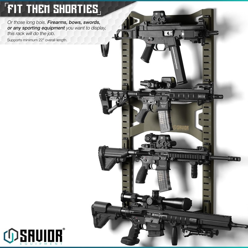 Savior Equipment Horizontal Steel Wall Mount Firearm Rifle Display Rack,