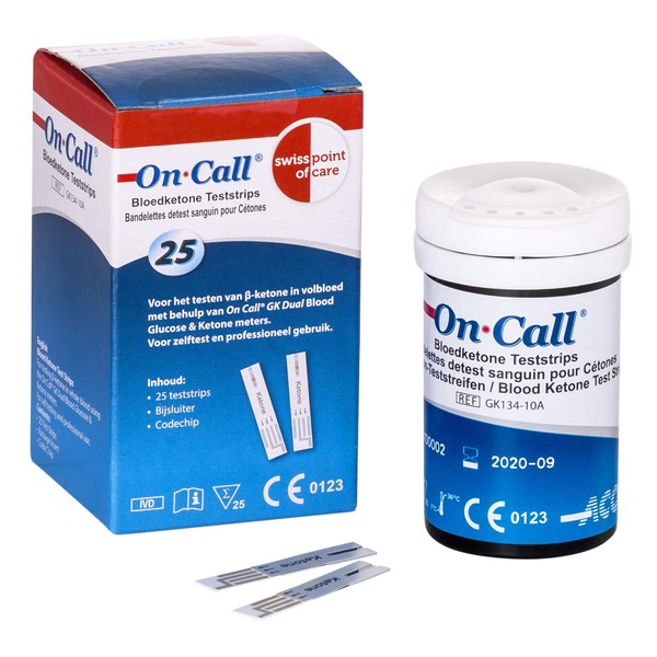 25 Blood Ketone Test Strips for the On call Ketone meter monitor