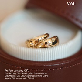 VYYU Gold Earrings for Women, 14K Gold Hoops | Paved with Small Cubic Zirconia Hypoallergenic Huggie Earrings Dainty Sleeper Jewellery Christmas Anniversary Birthday Gifts