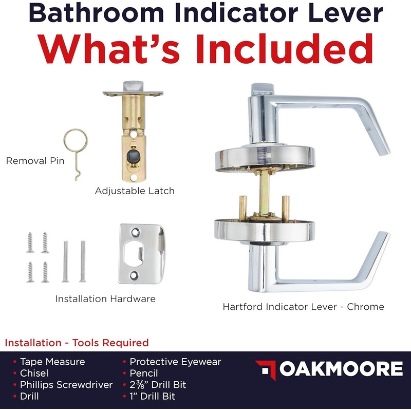 Commercial Door Handle Bathroom Door Lock in Chrome | Vacant