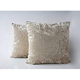 Lex's Linens Set of 4 Crushed Velvet Cushion Covers (Pack of 4 Mink)