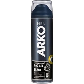Arko Men 2 in 1 Shaving & Cleansing Black Shaving Gel with Activated Charcoal - Pack of 6