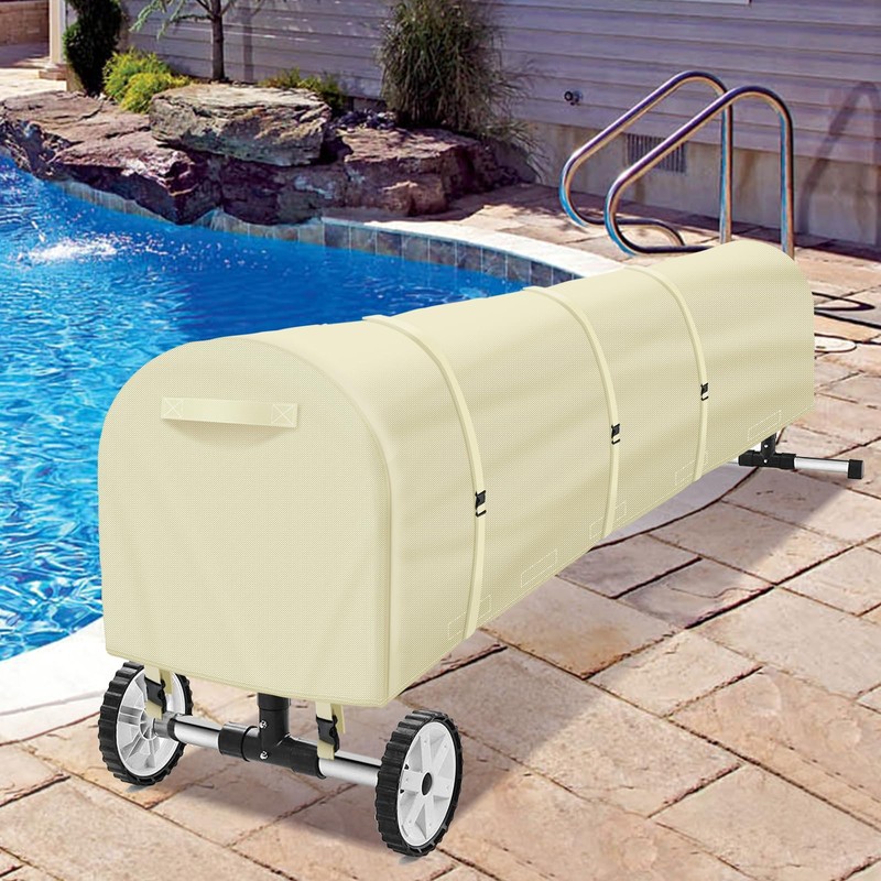 Swimming Pool Solar Reel Cover, 16Ft Heavy Duty Waterproof Solar