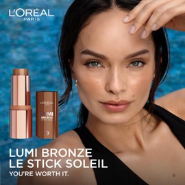 L'Oreal Paris Lumi Bronze Le Stick Soleil Bronzer Stick, Cream-To-Powder Bronzer For A Sunkissed Face Makeup Glow, 110 Toasted Sunlight