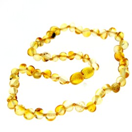 SilverAmber Jewellery NBARHON50 Lemon Baltic Amber Pearl Necklace - Chain Length 50 cm - Available in Various Colours and Sizes, Gemstone, Amber