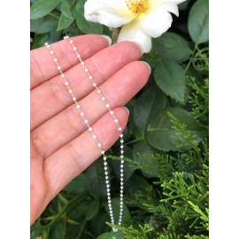 Unbranded 925 Sterling Silver White Bead Beaded Necklace Women Girl 1mm 16-18" Dainty Gold